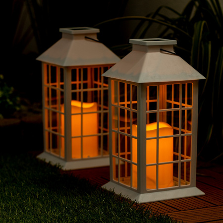 Lampa Solarna Ogrodowa LED Wisząca Latarenka Biała 27cm