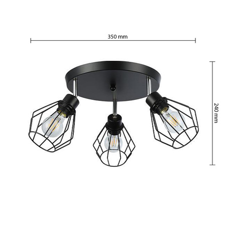 Lampa Sufitowa Spot Tuba Reflektor Oprawa Halogenowa 3x E27 Ruchomy Czarny Otto Masterled