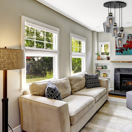 Lampa wisząca RICHMOND 5xE27 Przydymione Szkło Złote Wstawki MLP6542 Milagro Metal + Szkło