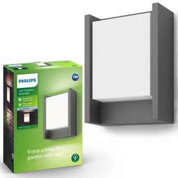 Kinkiet Ogrodowy Lampa Elewacyjna Zewnętrzna LED 6W 600lm 4000K IP44 Antracyt Arbour Philips