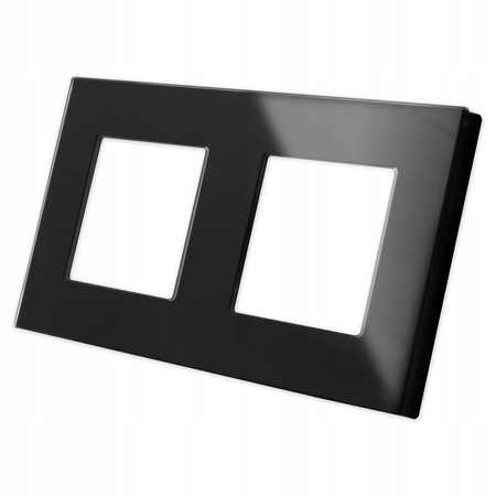 Ramka SZKLANA do gniazda czarna podwójna