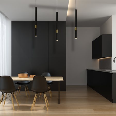 Lampa wisząca MONZA 3xG9 8W Podłużna Minimalistyczna Czarna Złota MLP6334 Milagro Metal