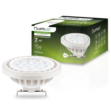 Żarówka LED G53 AR111 10W = 75W 1055lm 4000K Neutralna 38° 12V AC/DC LUMILED