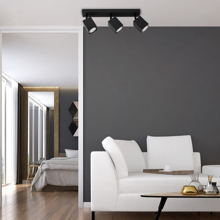 Lampa Sufitowa Ścienna Reflektor 3xGU10 QUANTUS Czarna