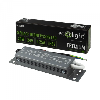 Zasilacz do Taśm LED Hermetyczny 30W 24V 1.25A IP67 PREMIUM Ecolight