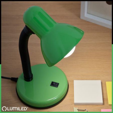 Lampka Biurkowa Stołowa Regulowana SARA Szkolna Nocna E27 Zielona LUMILED