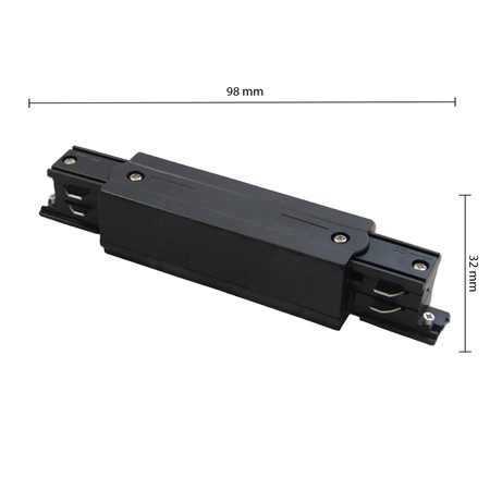 Łącznik Prosty do Listw Szynowych Trójfazowych Czarny