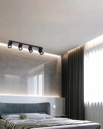 Lampa Sufitowa Ścienna TIMO Kinkiet Reflektor Oprawa Halogenowa Ruchoma 4xGU10 Czarny Okrągły LVT