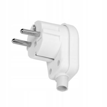 Wtyczka Elektryczna Kątowa Wtyk UNI-SCHUKO z Uziemieniem Rozbieralna Biała ORNO