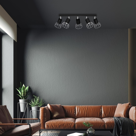 Lampa Sufitowa DANTE Czarna Srebrna 5x mini GU10 Milagro