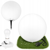 Lampa Ogrodowa Wbijana Zewnętrzna E27 Biała KULA Świetlna 35cm 230V