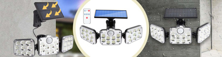 Naświetlacz solarny lampa 138x LED 10W 480lm Zimna czujnik ruchu IP65 + Pilot