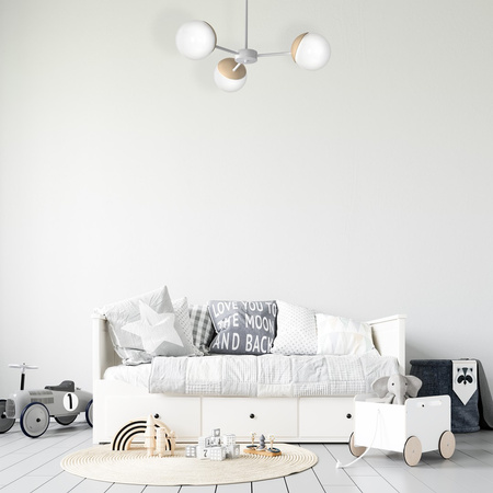 Lampa Sufitowa Żyrandol SFERA Drewniana 3xE14 Milagro