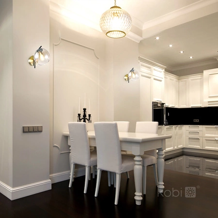 Kinkiet Ścienny Lampa Natynkowa E14 Czarna Złota Globe Elegance Kobi