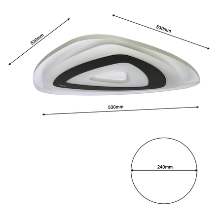 Plafon natynkowy VOLTA 38W LED + PILOT Trójkątny Niereguralny Kształt ML106 Milagro Metal + Akryl
