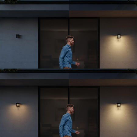 Kinkiet Ogrodowy Lampa Zewnętrzna Elewacyjna Solarny 3.8W 400lm 2700K Ciepła IP44 Czarna z Czujnikiem Ruchu Hara Philips