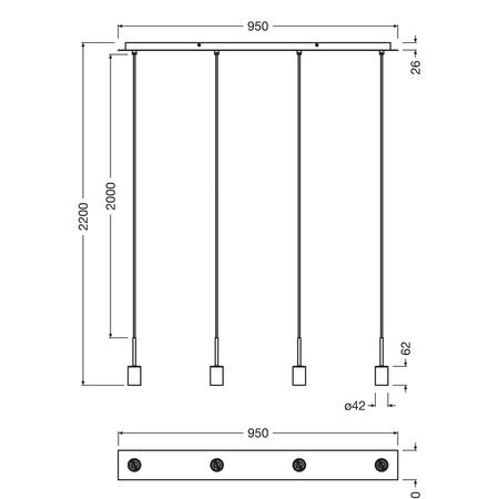 Lampa Sufitowa Wisząca Dekoracyjna 4x E27 Beżowa Decor Needle Pendant Osram
