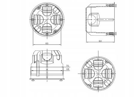 Puszka Instalacyjna Elektryczna Głęboka do Płyt Gipsowych PK60 z Wkrętami PAWBOL