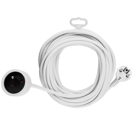 Przedłużacz Sieciowy Kabel z Uziemieniem Listwa Zasilająca 1 Gniazdo 10m Biały Sznur Lendo Lumiled