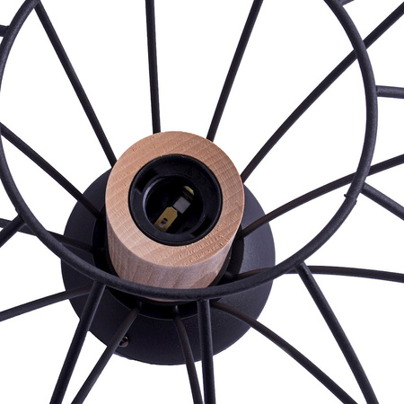 Lampa sufitowa żyrandol WILL 1x E27 LOFT Czarna Metal + drewno Milagro