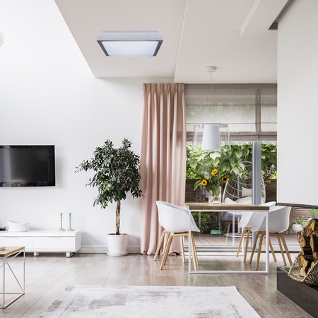 Plafon LED Lampa Sufitowa 41cm 2x E27 Chrom Kwadratowa + 2x Żarówka LED 10W 3000K Lumiled