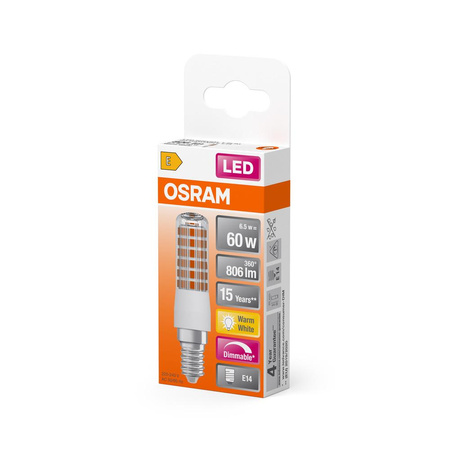 Żarówka LED T20 Tubularna E14 6.5W = 60W 806lm 2700K Ciepła 320° Ściemnialna SPECIAL Osram