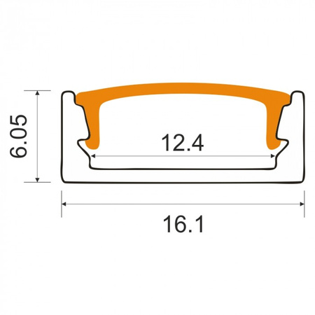 Profil Aluminiowy LED Natynkowy Biały 1m z Kloszem Mroźny do Taśm LED + Zaślepki seria N Ecolight