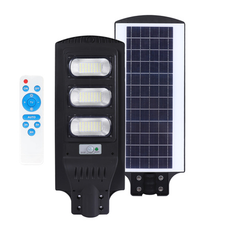 Lampa Uliczna Solarna LED Przemysłowa Oprawa Drogowa 8W 850lm 6500K Zimna z Czujnikiem Ruchu i Zmierzchu IP54 Czarna Urbi Kobi