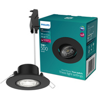 Oprawa Podtynkowa Wpuszczana LED 5W 500lm 2700K Ciepła Ruchoma Okrągła Czarna Ściemnialna 3-STEP SceneSwitch Cilantro Philips