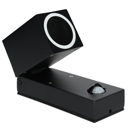 Kinkiet Ogrodowy Lampa Elewacyjna Zewnętrzna LED GU10 IP44 Czarna Czujnik QUAZAR 15 LX KOBI