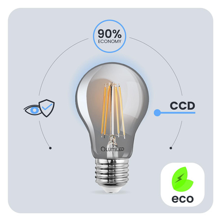 6x Żarówka LED E27 A60 6W = 50W 660lm 2200K Ciepła 360° DYMIONA FILAMENT LUMILED
