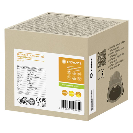 Panel LED Oprawa Podtynkowa Punktowa 8W 680lm CCT Ściemnialna Oczko Spot Biały Darklight Ledvance