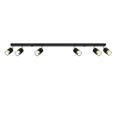 Lampa Sufitowa Oprawa Natynkowa SPOT TUBA Reflektor 6x GU10 Ruchoma Tubularna Czarna Złota Nowoczesna Nero Sollux