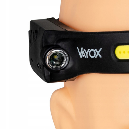 Latarka Czołowa LED Akumulatorowa COB+XPE 350lm IPX4 z Czujnikiem Ruchu 5 Trybów VAYOX