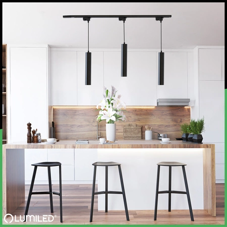 Zestaw Szyna Oświetleniowa Szynoprzewód 1m + 3x Reflektor Szynowy Soplo GU10 Czarny LUMILED