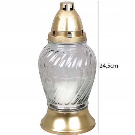 9x Znicz Szklany na Wkład 28h Całoroczny na Grób 24,5cm