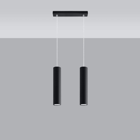 Lampa Sufitowa Wisząca Zwis 2x GU10 Tubularna Czarna Nowoczesna Lagos Sollux