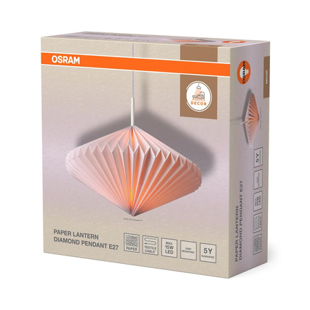 Lampa Sufitowa Wisząca Dekoracyjna E27 Biała Decor Paper Lantern Osram