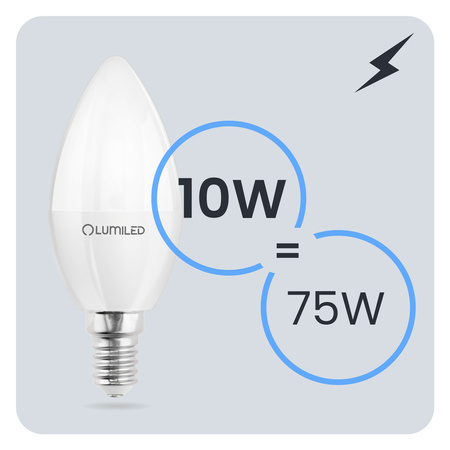 Żarówka LED E14 Świeczka B35 10W = 75W 1100lm 6500K Zimna 180° LUMILED