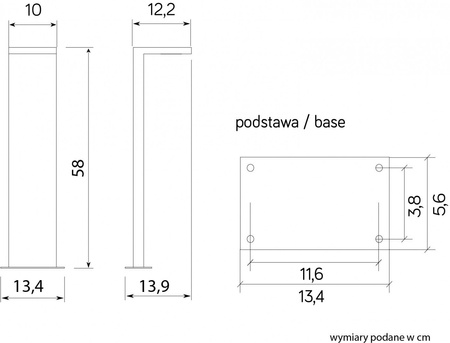 Lampa Ogrodowa Zewnętrzna Stojąca SŁUPEK LED Karo KR-580 10W 720lm 4000K Neutralna 58cm Su-Ma