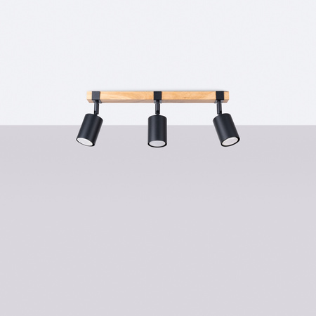 Lampa Sufitowa Oprawa Natynkowa SPOT TUBA Reflektor 3x GU10 Tubularna Czarna Brązowa Skandynawska Fager Sollux