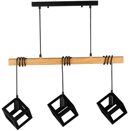 Lampa Wisząca Sufitowa SWEDEN 3x E27 Zwis Drewno Czarny GOLDLUX (Polux)