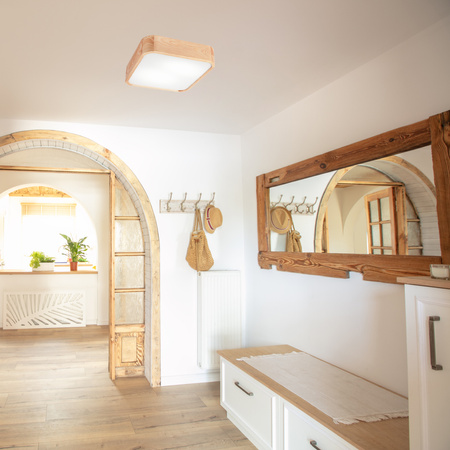 Plafon LED Lampa Sufitowa GASPAR 2xE27 Kwadratowa Drewniana LD-PD-11.1 Lamkur