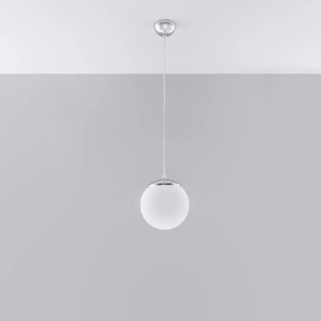 Lampa Sufitowa Wisząca Zwis Kula E27 Kulista Biała Chrom Minimalistyczna Ugo Sollux