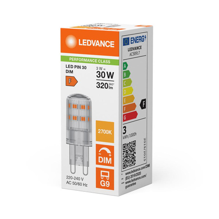 Żarówka LED Kapsułka G9 3W = 30W 320lm 2700K Ciepła 300° Ściemnialna Ledvance