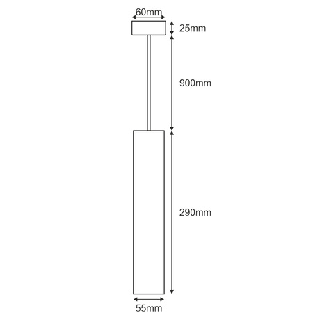 Lampa Wisząca Sufitowa 1xGU10 CIRUS SLIM Zwis Tuba Czarna 29cm