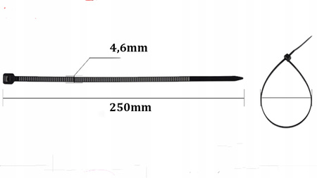 Opaska Zaciskowa Kablowa Mocna 4,6x250mm czarna 100 sztuk ECOLIGHT