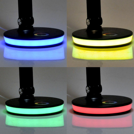 Lampka Biurkowa LED Stołowa 7W 450lm 4000K Neutralna RGB 120° Czarna Ściemnialna Neptun Sanico Goldlux