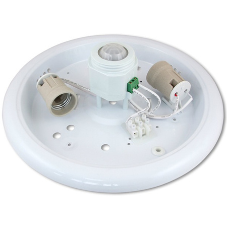 Plafon LED Lampa Sufitowa Natynkowa 2x E27 z Czujnikiem Ruchu PIR Biały Okrągły 30cm
