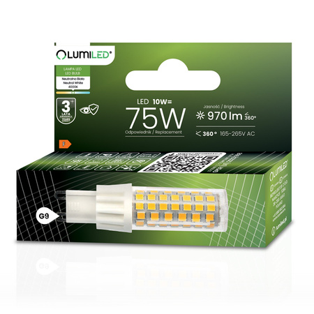 Żarówka LED G9 Kapsułka 10W = 75W 970lm 4000K Neutralna 360° LUMILED